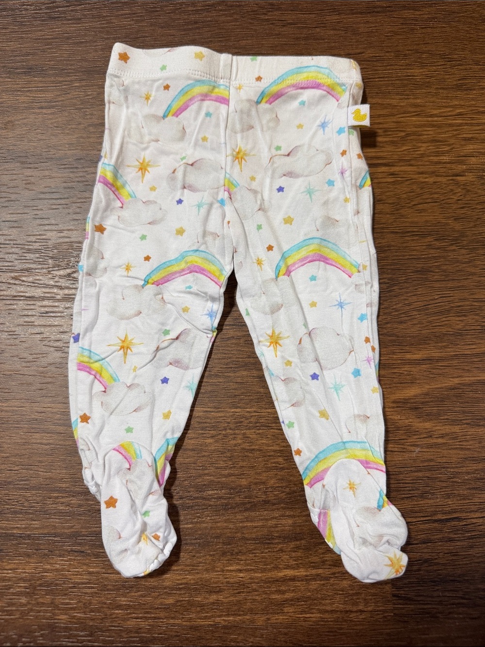 Posh Peanut Nicky White Footed Bottoms with Rainbow